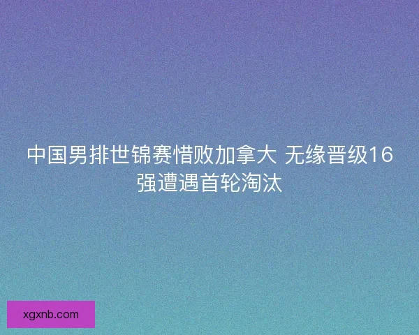 中国男排世锦赛惜败加拿大 无缘晋级16强遭遇首轮淘汰