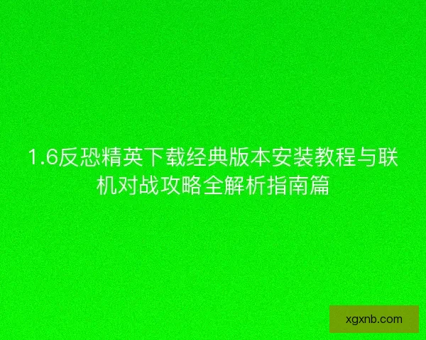 1.6反恐精英下载经典版本安装教程与联机对战攻略全解析指南篇 1.6反恐精英下载经典版本安装教程与联机对战攻略全解析指南篇